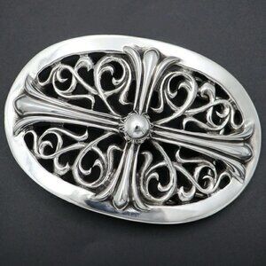 Authentic Chrome Hearts Oval Belt Buckle Polished 925 silver